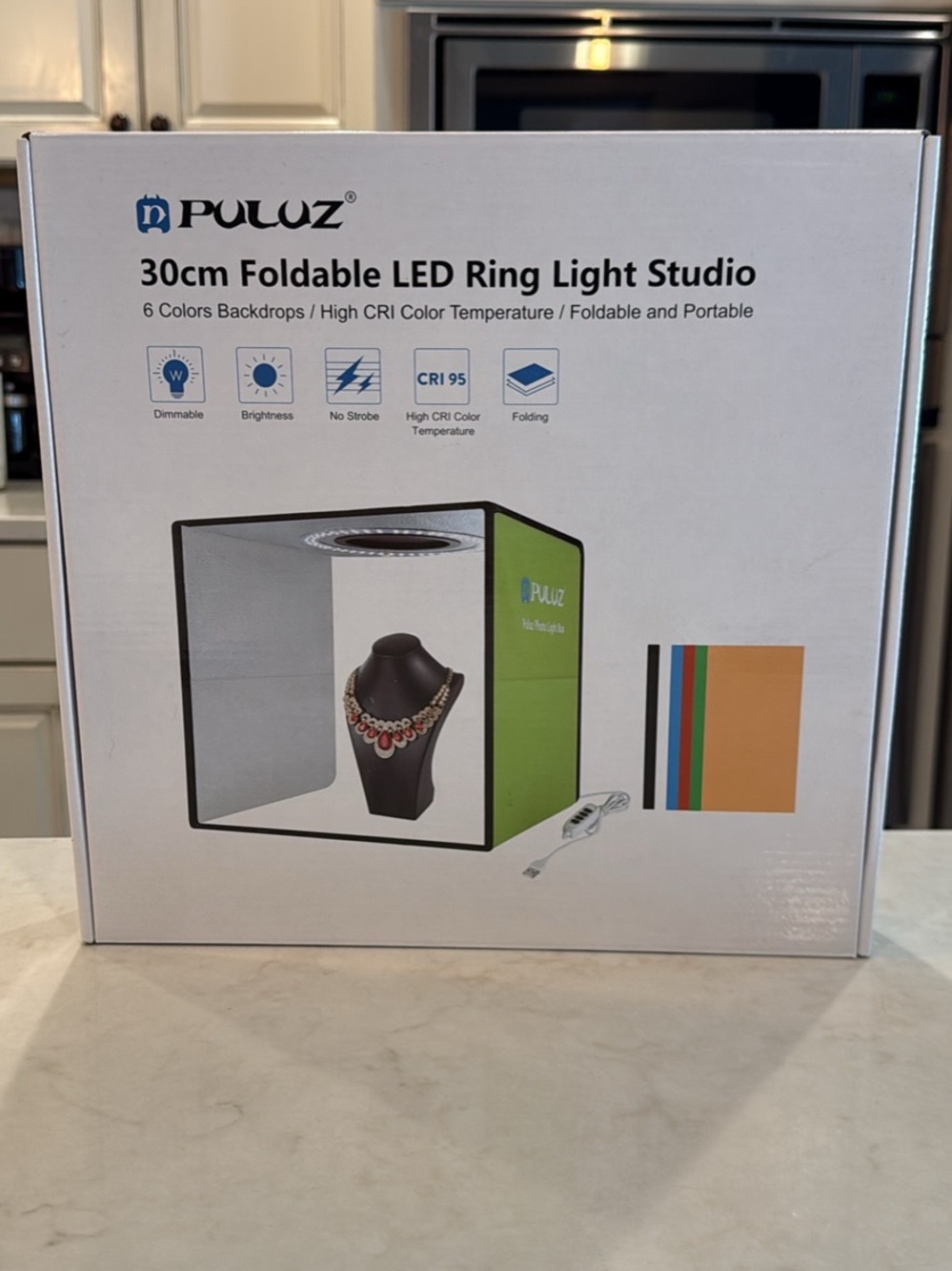Portable Photo Studio Light Box with Colored Backdrops - Black